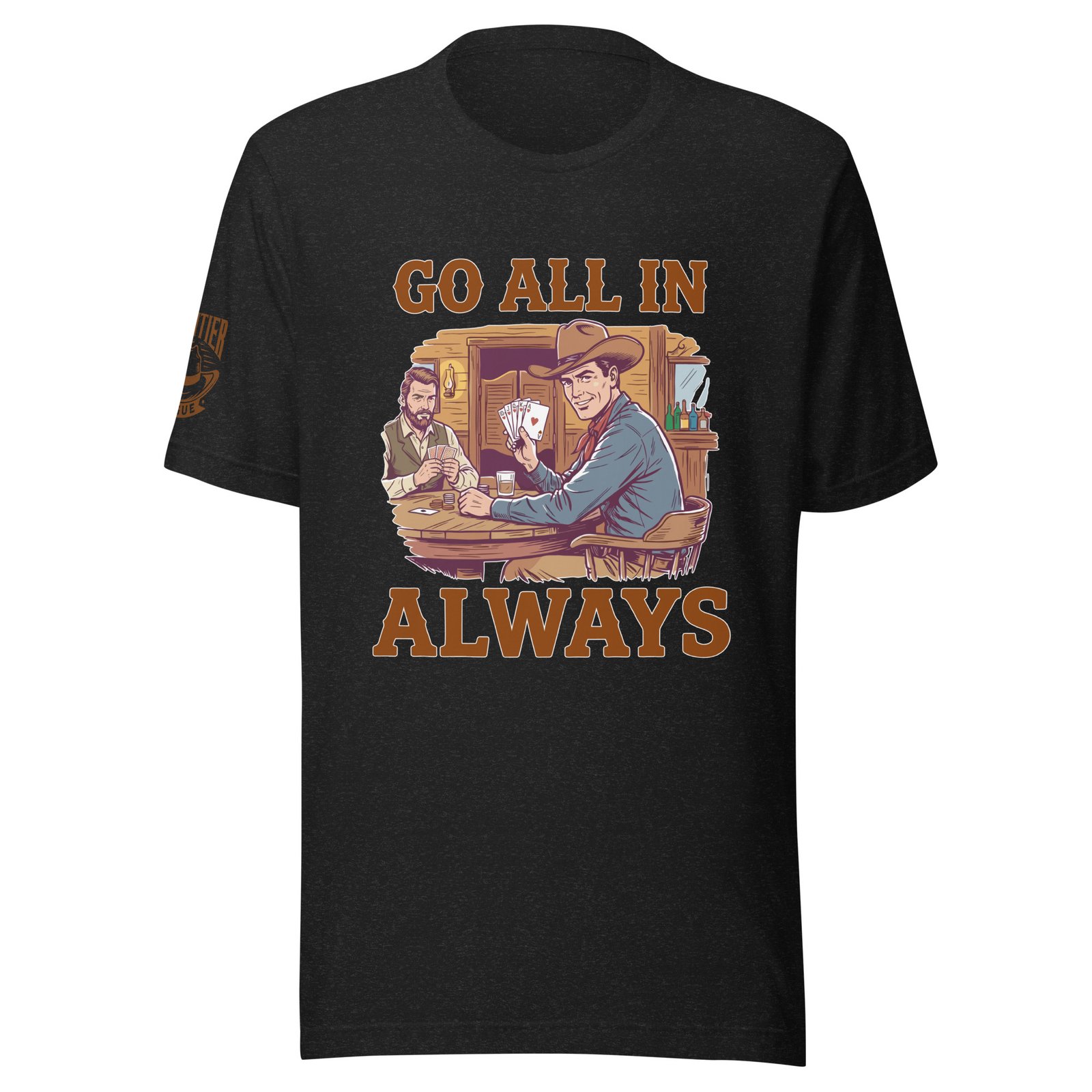 Frontier Rogue Go All In Always western graphic tee in Black Heather