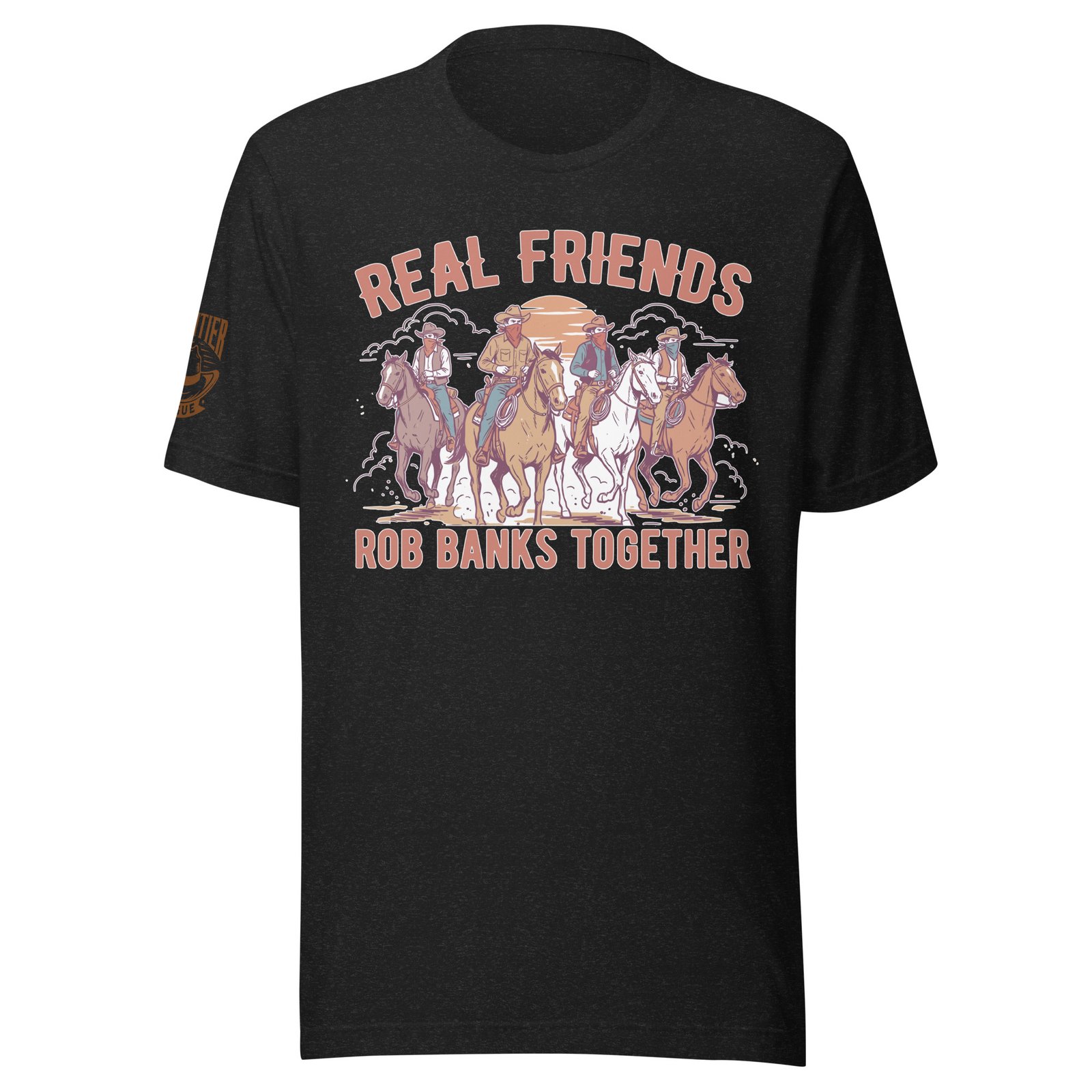 Frontier Rogue Real Friends Rob Banks Together western graphic tee in Black Heather