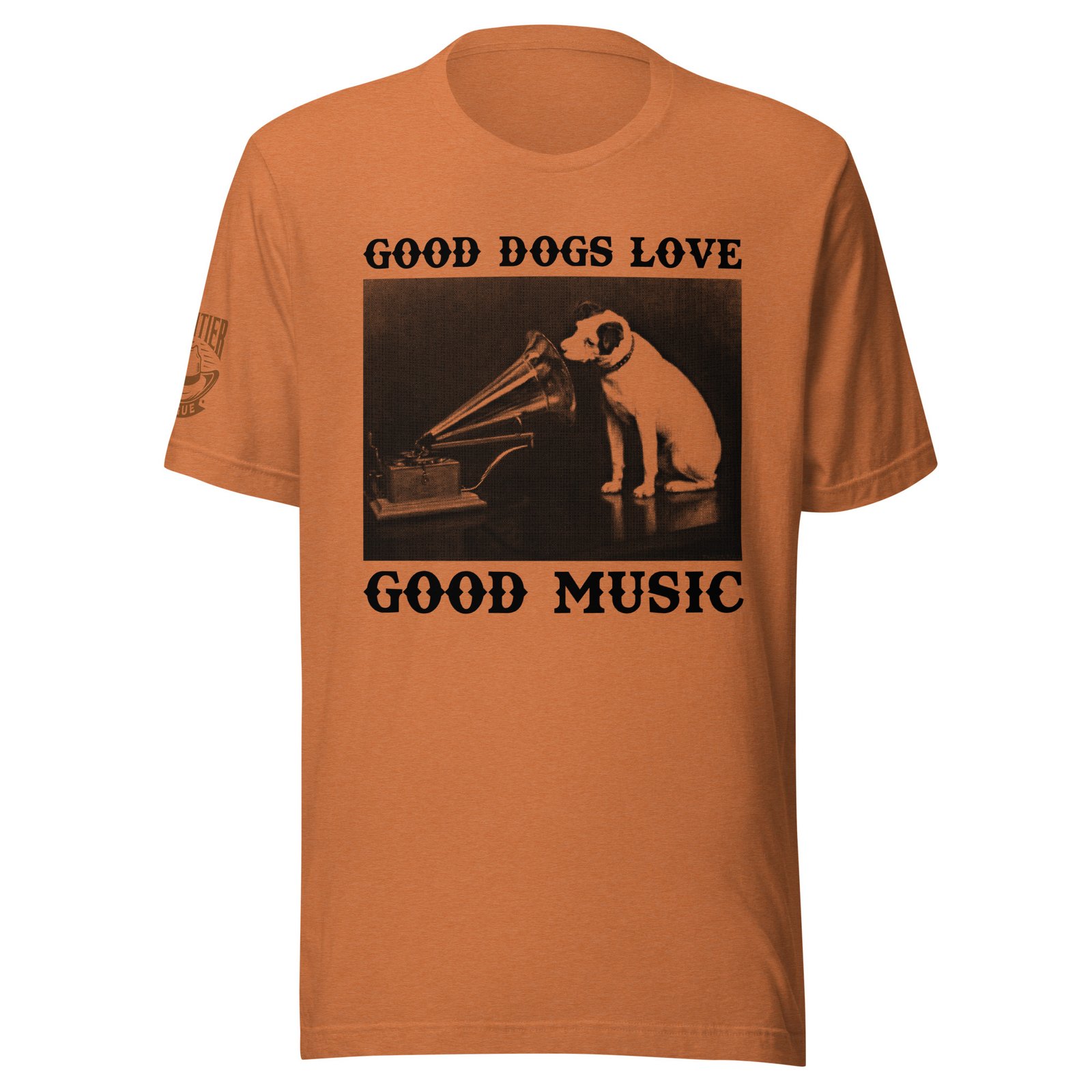 Frontier Rogue Good Dogs Love Good Music western graphic tee in Heather Autumn