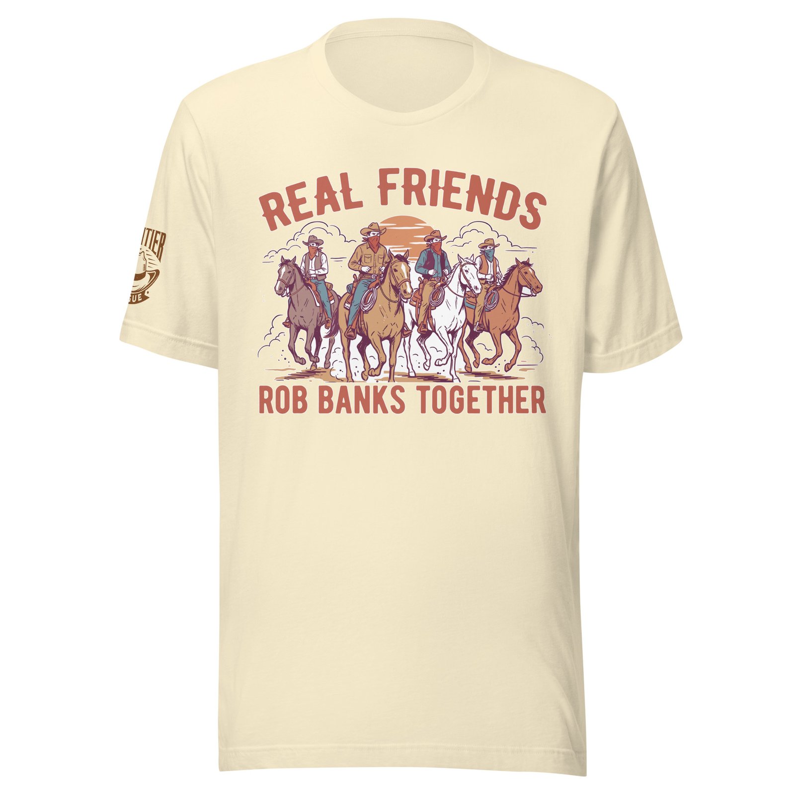 Frontier Rogue Real Friends Rob Banks Together western graphic tee in Natural