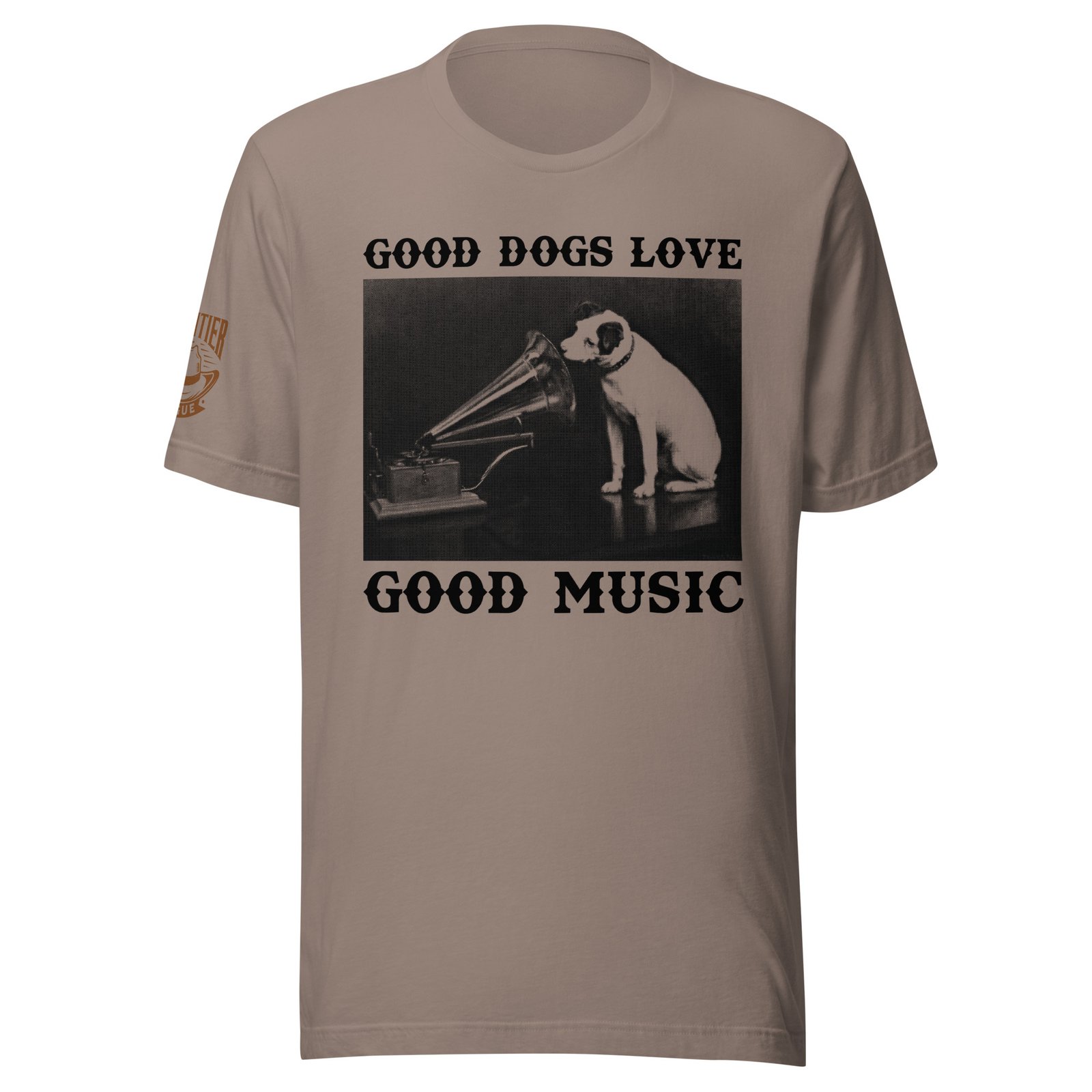 Frontier Rogue Good Dogs Love Good Music western graphic tee in Pebble