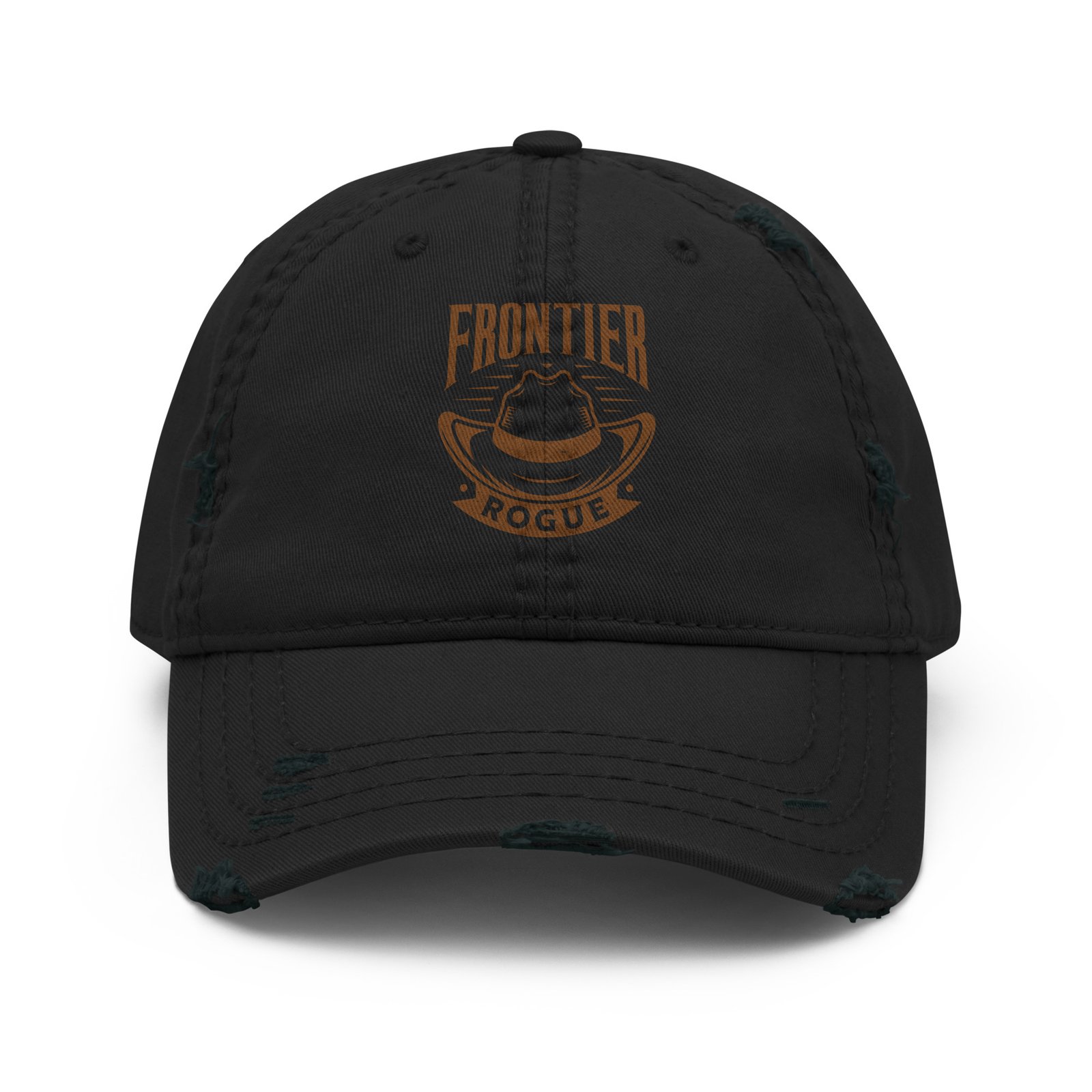 Black Frontier Rogue distressed cap with brown logo