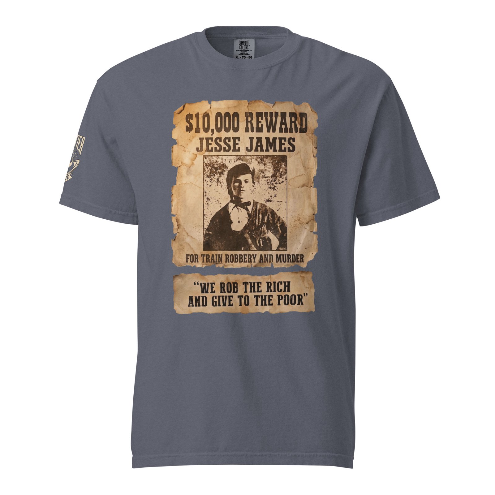 Frontier Rogue Jesse James western graphic tee in Denim color